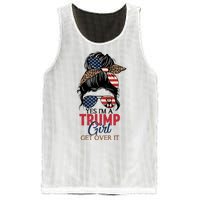 Cute Gift Yes IM A Trump Girl Get Over Trump 2024 Messy Bun Leopard Mesh Reversible Basketball Jersey Tank