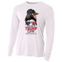 Cute Gift Yes IM A Trump Girl Get Over Trump 2024 Messy Bun Leopard Cooling Performance Long Sleeve Crew