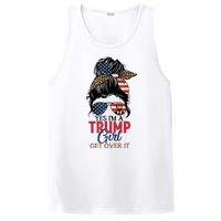 Cute Gift Yes IM A Trump Girl Get Over Trump 2024 Messy Bun Leopard PosiCharge Competitor Tank