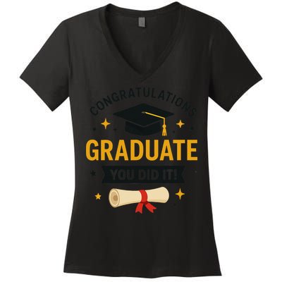 Congratulations Graduate You Did It Class Of 2025 Women's V-Neck T-Shirt