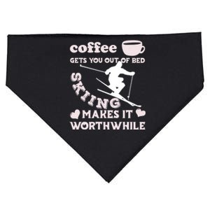 Coffee Gets You Out Of Bed Skiing Makes It Worthwhile Cool Gift USA-Made Doggie Bandana