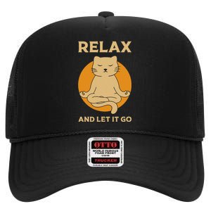 Cat Graphic Yoga Zen Meditation High Crown Mesh Back Trucker Hat