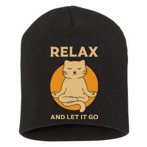 Cat Graphic Yoga Zen Meditation Short Acrylic Beanie