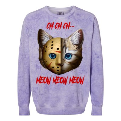 Ch Ch Ch Meow Meow Meow Cat Horror Movie Colorblast Crewneck Sweatshirt