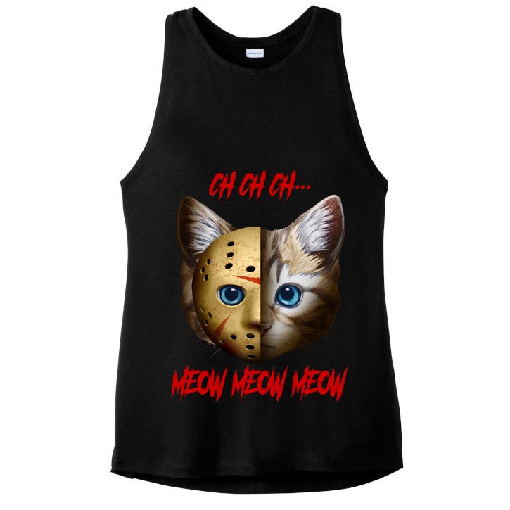 Ch Ch Ch Meow Meow Meow Cat Horror Movie Ladies PosiCharge Tri-Blend Wicking Tank