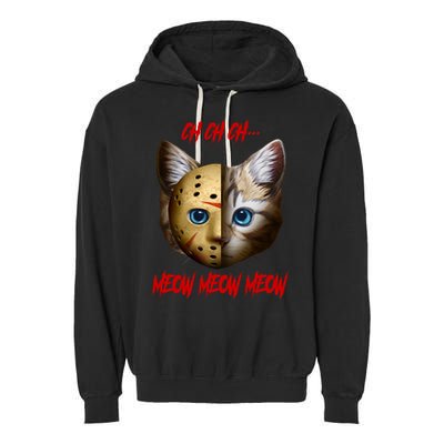 Ch Ch Ch Meow Meow Meow Cat Horror Movie Garment-Dyed Fleece Hoodie