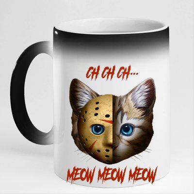 Ch Ch Ch Meow Meow Meow Cat Horror Movie 11oz Black Color Changing Mug