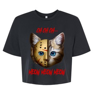 Ch Ch Ch Meow Meow Meow Cat Horror Movie Bella+Canvas Jersey Crop Tee