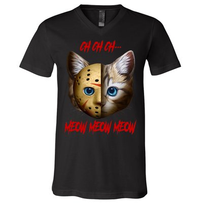 Ch Ch Ch Meow Meow Meow Cat Horror Movie V-Neck T-Shirt