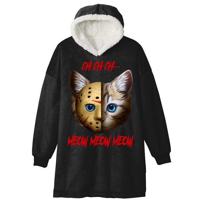 Ch Ch Ch Meow Meow Meow Cat Horror Movie Hooded Wearable Blanket