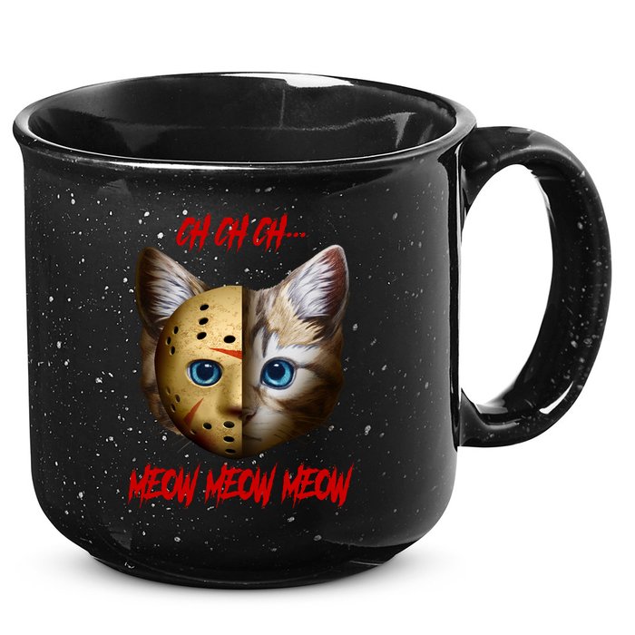 Ch Ch Ch Meow Meow Meow Cat Horror Movie 15oz Campfire Ceramic Mug