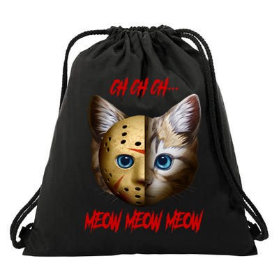 Ch Ch Ch Meow Meow Meow Cat Horror Movie Drawstring Bag