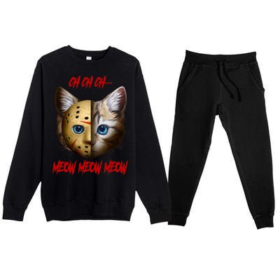 Ch Ch Ch Meow Meow Meow Cat Horror Movie Premium Crewneck Sweatsuit Set