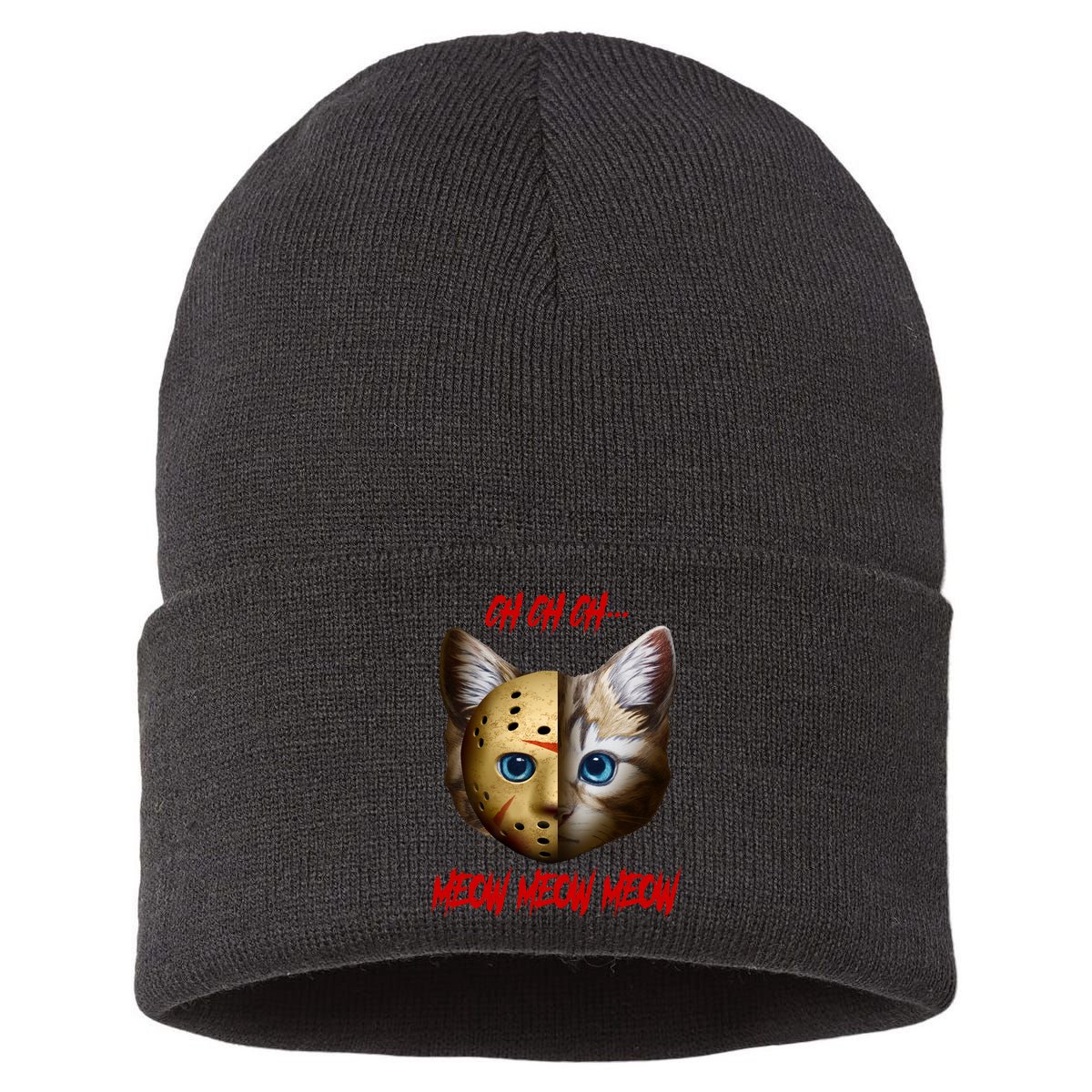 Ch Ch Ch Meow Meow Meow Cat Horror Movie Sustainable Knit Beanie