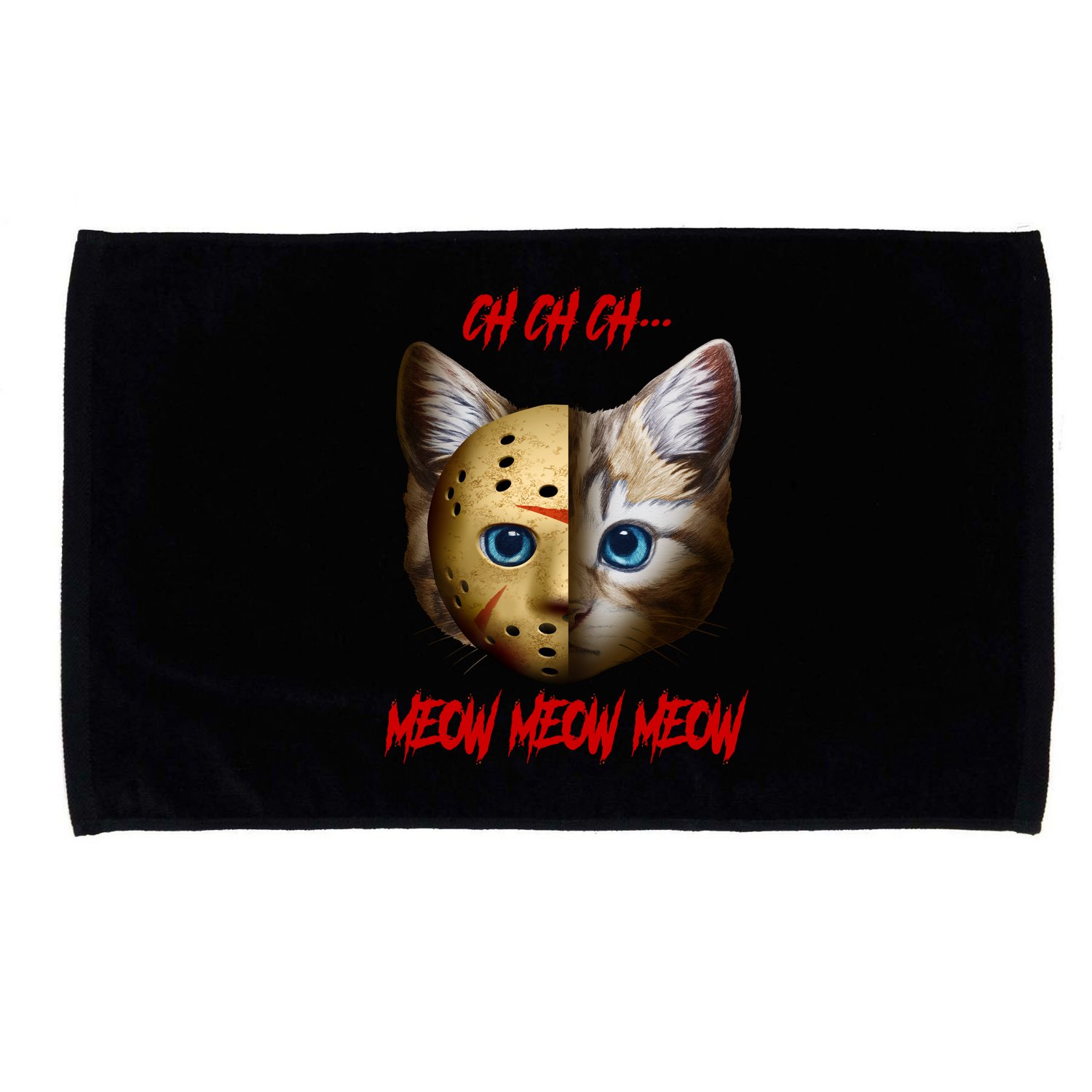 Ch Ch Ch Meow Meow Meow Cat Horror Movie Microfiber Hand Towel