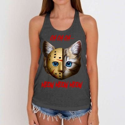 Ch Ch Ch Meow Meow Meow Cat Horror Movie Women's Knotted Racerback Tank