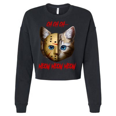 Ch Ch Ch Meow Meow Meow Cat Horror Movie Cropped Pullover Crew