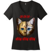 Ch Ch Ch Meow Meow Meow Cat Horror Movie Women's V-Neck T-Shirt