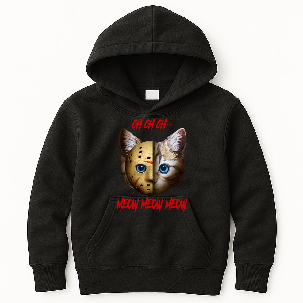 Ch Ch Ch Meow Meow Meow Cat Horror Movie Kids Hoodie