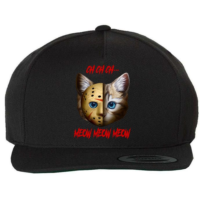 Ch Ch Ch Meow Meow Meow Cat Horror Movie Wool Snapback Cap