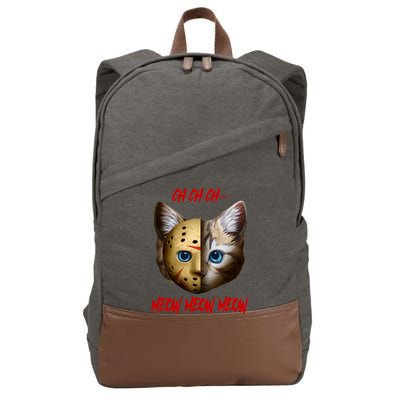 Ch Ch Ch Meow Meow Meow Cat Horror Movie Cotton Canvas Backpack