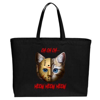 Ch Ch Ch Meow Meow Meow Cat Horror Movie Cotton Canvas Jumbo Tote