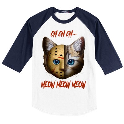 Ch Ch Ch Meow Meow Meow Cat Horror Movie Baseball Sleeve Shirt