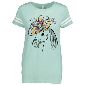 Cute Horse 150th Derby Day 2024 Horse Racing Fascinator Hat Enza Ladies Jersey Football T-Shirt