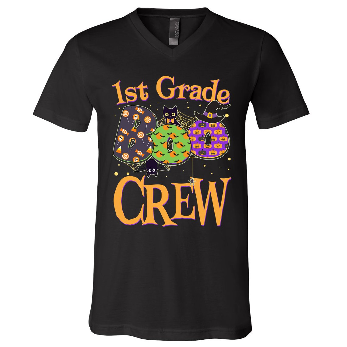 Cute Halloween 1st Grade Boo Crew V-Neck T-Shirt
