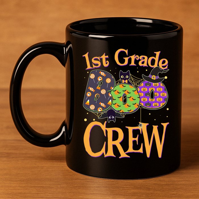 Cute Halloween 1st Grade Boo Crew 11oz C Handle Ceramic Mug