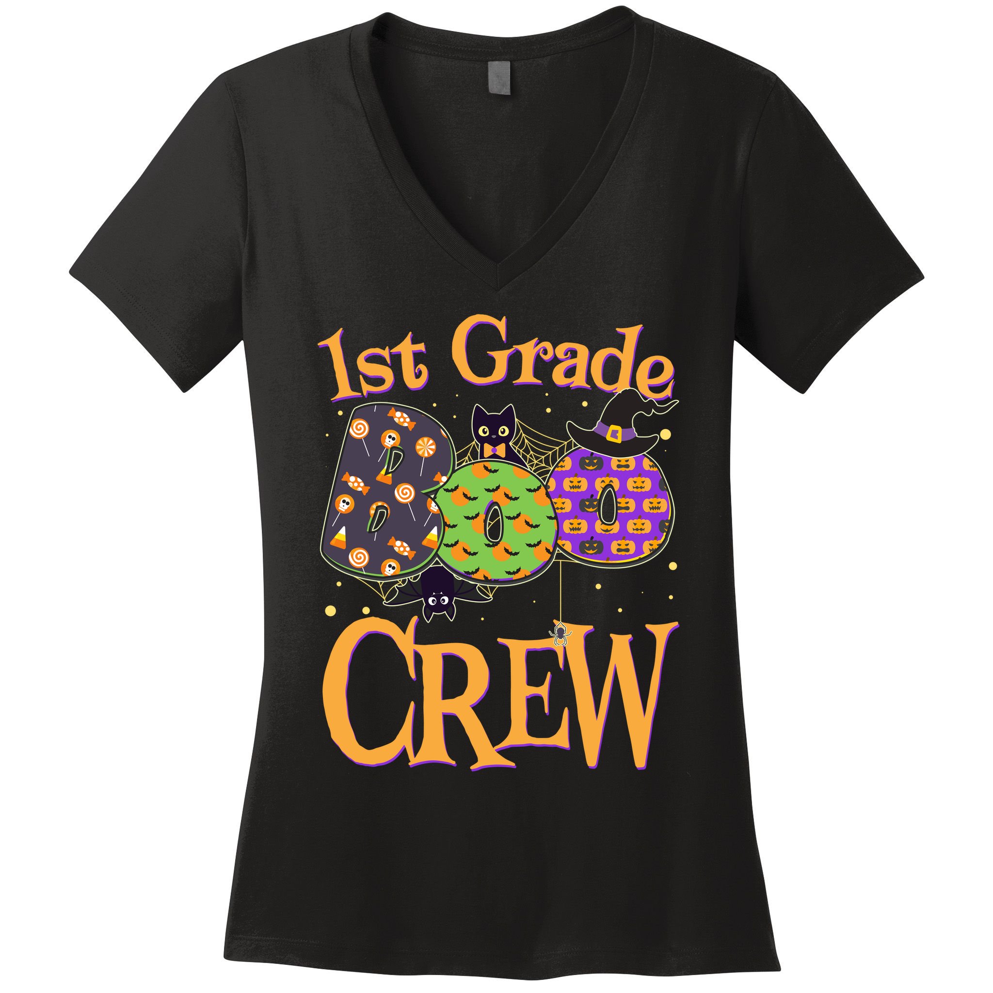 Cute Halloween 1st Grade Boo Crew Women's V-Neck T-Shirt