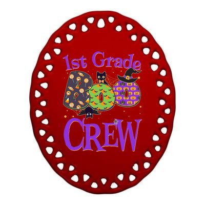 Cute Halloween 1st Grade Boo Crew Ceramic Oval Ornament