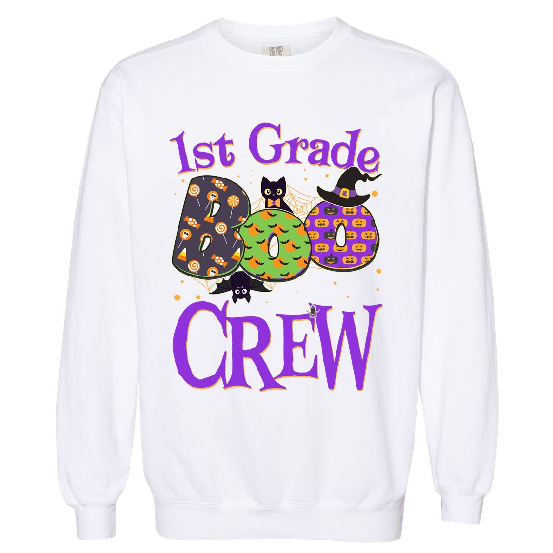 Cute Halloween 1st Grade Boo Crew Garment-Dyed Sweatshirt