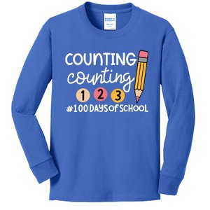 Counting Happy 100 Days Of School 100 Days Smarter Brighter Gift Kids Long Sleeve Shirt