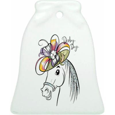 Cute Horse 150th Derby Day 2024 Horse Racing Fascinator Hat Ceramic Bell Ornament