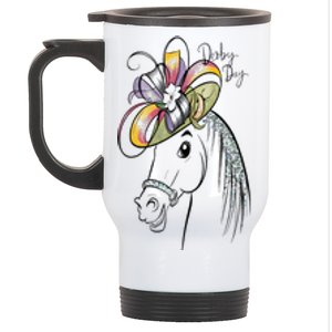 Cute Horse 150th Derby Day 2024 Horse Racing Fascinator Hat Stainless Steel Travel Mug