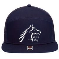 Cute Horse 150th Derby Day 2024 Horse Racing Fascinator Hat 7 Panel Mesh Trucker Snapback Hat