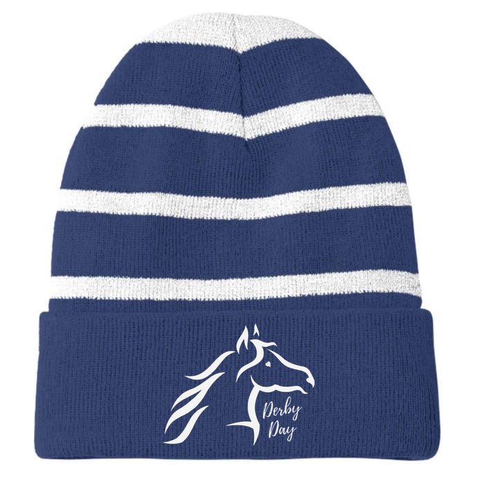 Cute Horse 150th Derby Day 2024 Horse Racing Fascinator Hat Striped Beanie with Solid Band