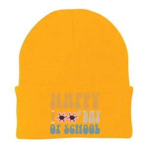 Cute Happy 100th Day Of School Teacher 100 Days Flowers Gift Knit Cap Winter Beanie