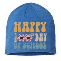 Cute Happy 100th Day Of School Teacher 100 Days Flowers Gift Sustainable Beanie