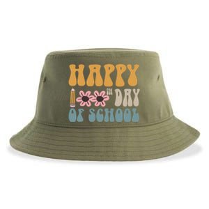 Cute Happy 100th Day Of School Teacher 100 Days Flowers Gift Sustainable Bucket Hat