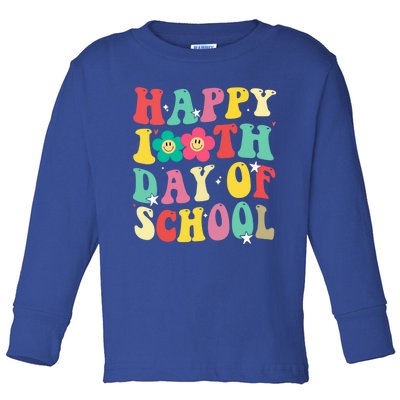 Cute Happy 100th Day Of School Teacher 100 Days Groovy Cute Gift Toddler Long Sleeve Shirt