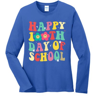 Cute Happy 100th Day Of School Teacher 100 Days Groovy Cute Gift Ladies Long Sleeve Shirt