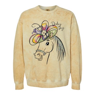 Cute Horse 150th Derby Day 2024 Horse Racing Fascinator Hat Gift Colorblast Crewneck Sweatshirt