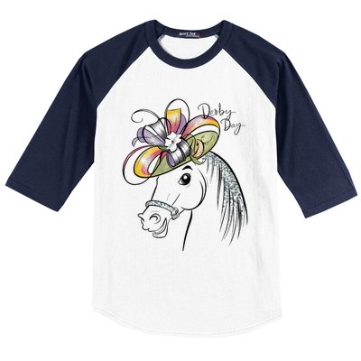 Cute Horse 150th Derby Day 2024 Horse Racing Fascinator Hat Gift Baseball Sleeve Shirt