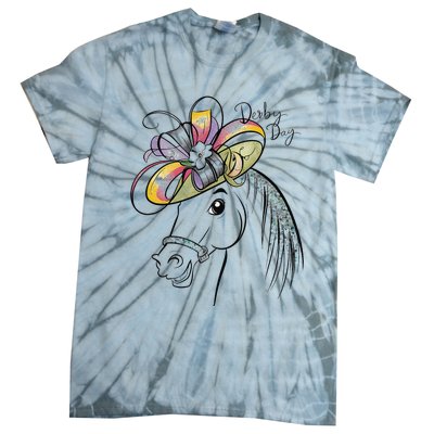 Cute Horse 150th Derby Day 2024 Horse Racing Fascinator Hat Gift Tie-Dye T-Shirt