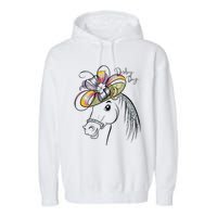 Cute Horse 150th Derby Day 2024 Horse Racing Fascinator Hat Gift Garment-Dyed Fleece Hoodie