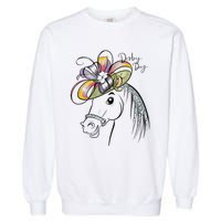 Cute Horse 150th Derby Day 2024 Horse Racing Fascinator Hat Gift Garment-Dyed Sweatshirt