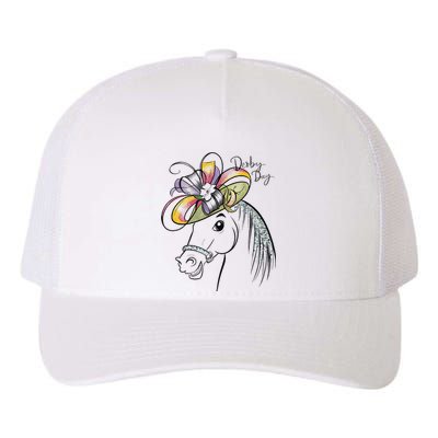 Cute Horse 150th Derby Day 2024 Horse Racing Fascinator Hat Gift Yupoong Adult 5-Panel Trucker Hat