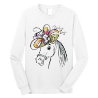 Cute Horse 150th Derby Day 2024 Horse Racing Fascinator Hat Gift Long Sleeve Shirt